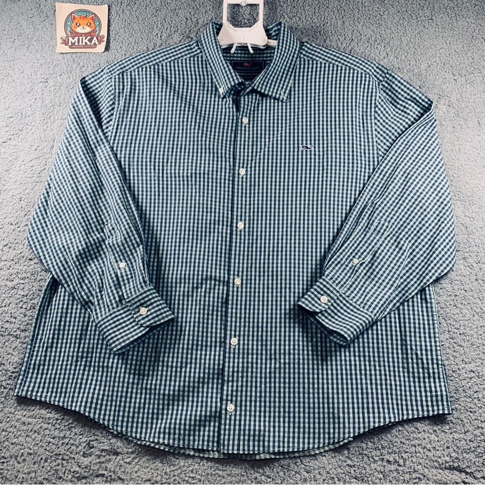 Ralph Lauren Shirt Men's Long Sleeve Button Up‎ Cotton Plaid Green Size 3XB Big